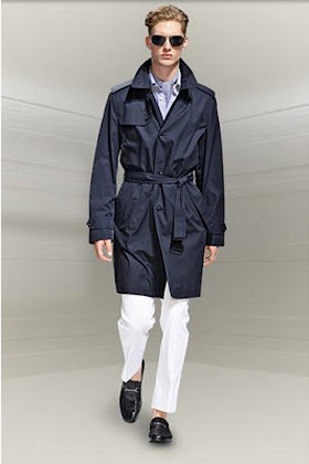 Ermenegildo Zegna Trench Coat Men Spring 2011 Blue Color Classic Style